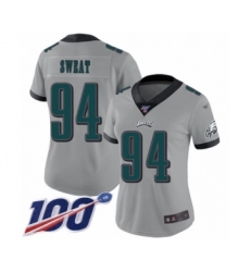 Women's Philadelphia Eagles #94 Josh Sweat Limited Silver Inverted Legend 100th Season Football Jersey