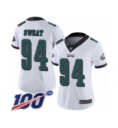 Women's Philadelphia Eagles #94 Josh Sweat White Vapor Untouchable Limited Player 100th Season Football Jersey