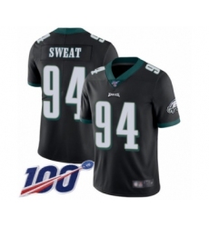Youth Philadelphia Eagles #94 Josh Sweat Black Alternate Vapor Untouchable Limited Player 100th Season Football Jersey