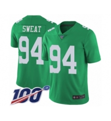 Youth Philadelphia Eagles #94 Josh Sweat Limited Green Rush Vapor Untouchable 100th Season Football Jersey