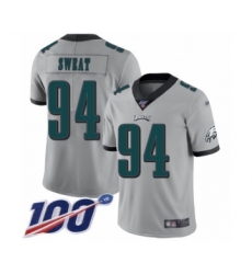 Youth Philadelphia Eagles #94 Josh Sweat Limited Silver Inverted Legend 100th Season Football Jersey