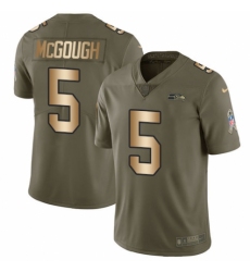 Men's Nike Seattle Seahawks #5 Alex McGough Limited Olive/Gold 2017 Salute to Service NFL Jersey