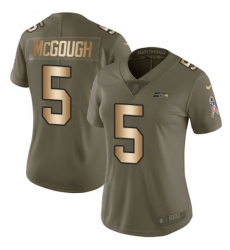 Women's Nike Seattle Seahawks #5 Alex McGough Limited Olive/Gold 2017 Salute to Service NFL Jersey