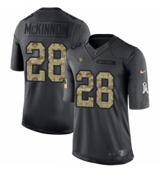 Men's Nike San Francisco 49ers #28 Jerick McKinnon Limited Black 2016 Salute to Service NFL Jersey