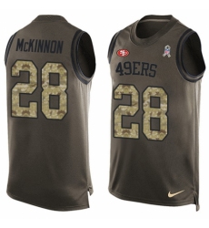Men's Nike San Francisco 49ers #28 Jerick McKinnon Limited Green Salute to Service Tank Top NFL Jersey