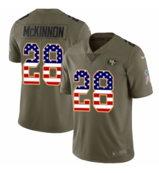 Men's Nike San Francisco 49ers #28 Jerick McKinnon Limited Olive/USA Flag 2017 Salute to Service NFL Jersey