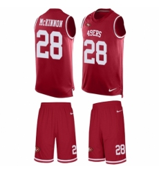 Men's Nike San Francisco 49ers #28 Jerick McKinnon Limited Red Tank Top Suit NFL Jersey