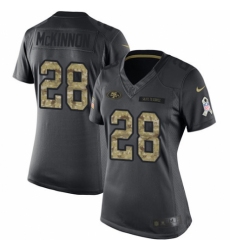 Women's Nike San Francisco 49ers #28 Jerick McKinnon Limited Black 2016 Salute to Service NFL Jersey