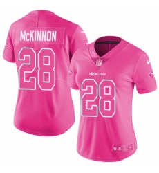 Women's Nike San Francisco 49ers #28 Jerick McKinnon Limited Pink Rush Fashion NFL Jersey