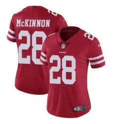 Women's Nike San Francisco 49ers #28 Jerick McKinnon Red Team Color Vapor Untouchable Limited Player NFL Jersey
