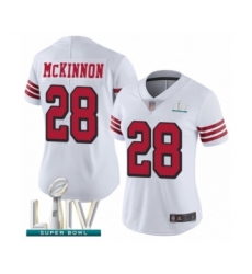 Women's San Francisco 49ers #28 Jerick McKinnon Limited White Rush Vapor Untouchable Super Bowl LIV Bound Football Jersey