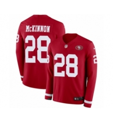 Youth Nike San Francisco 49ers #28 Jerick McKinnon Limited Red Therma Long Sleeve NFL Jersey