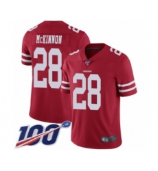 Youth San Francisco 49ers #28 Jerick McKinnon Red Team Color Vapor Untouchable Limited Player 100th Season Football Jersey