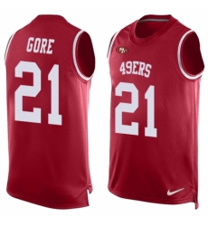 Men's Nike San Francisco 49ers #21 Frank Gore Limited Red Player Name & Number Tank Top NFL Jersey