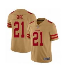 Men's San Francisco 49ers #21 Frank Gore Limited Gold Inverted Legend Football Jersey