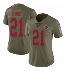 Women's Nike San Francisco 49ers #21 Frank Gore Limited Olive 2017 Salute to Service NFL Jersey