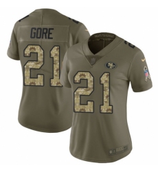 Women's Nike San Francisco 49ers #21 Frank Gore Limited Olive/Camo 2017 Salute to Service NFL Jersey