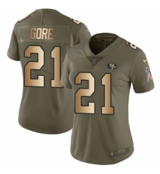 Women's Nike San Francisco 49ers #21 Frank Gore Limited Olive/Gold 2017 Salute to Service NFL Jersey