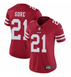 Women's Nike San Francisco 49ers #21 Frank Gore Red Team Color Vapor Untouchable Limited Player NFL Jersey