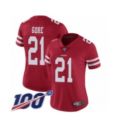 Women's San Francisco 49ers #21 Frank Gore Red Team Color Vapor Untouchable Limited Player 100th Season Football Jersey