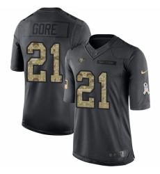 Youth Nike San Francisco 49ers #21 Frank Gore Limited Black 2016 Salute to Service NFL Jersey