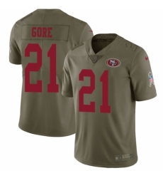 Youth Nike San Francisco 49ers #21 Frank Gore Limited Olive 2017 Salute to Service NFL Jersey