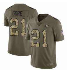 Youth Nike San Francisco 49ers #21 Frank Gore Limited Olive/Camo 2017 Salute to Service NFL Jersey