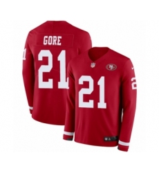 Youth Nike San Francisco 49ers #21 Frank Gore Limited Red Therma Long Sleeve NFL Jersey