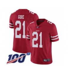 Youth San Francisco 49ers #21 Frank Gore Red Team Color Vapor Untouchable Limited Player 100th Season Football Jersey