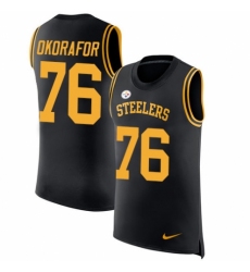 Men's Nike Pittsburgh Steelers #76 Chukwuma Okorafor Black Rush Player Name & Number Tank Top NFL Jersey