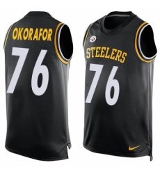 Men's Nike Pittsburgh Steelers #76 Chukwuma Okorafor Limited Black Player Name & Number Tank Top NFL Jersey