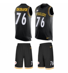 Men's Nike Pittsburgh Steelers #76 Chukwuma Okorafor Limited Black Tank Top Suit NFL Jersey
