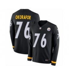 Men's Nike Pittsburgh Steelers #76 Chukwuma Okorafor Limited Black Therma Long Sleeve NFL Jersey