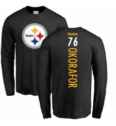 Nike Pittsburgh Steelers #76 Chukwuma Okorafor Black Backer Long Sleeve T-Shirt
