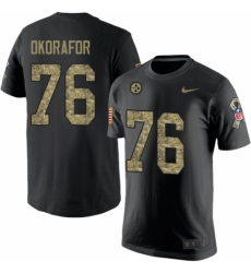 Nike Pittsburgh Steelers #76 Chukwuma Okorafor Black Camo Salute to Service T-Shirt