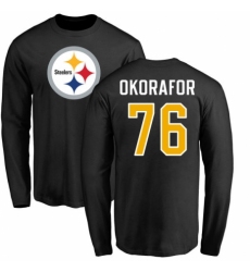 Nike Pittsburgh Steelers #76 Chukwuma Okorafor Black Name & Number Logo Long Sleeve T-Shirt