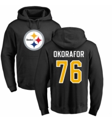 Nike Pittsburgh Steelers #76 Chukwuma Okorafor Black Name & Number Logo Pullover Hoodie