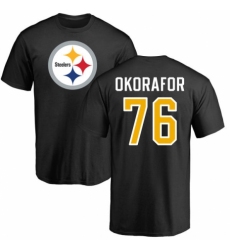 Nike Pittsburgh Steelers #76 Chukwuma Okorafor Black Name & Number Logo T-Shirt