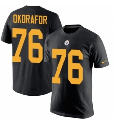 Nike Pittsburgh Steelers #76 Chukwuma Okorafor Black Rush Pride Name & Number T-Shirt