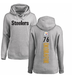 Women's Nike Pittsburgh Steelers #76 Chukwuma Okorafor Ash Backer Pullover Hoodie