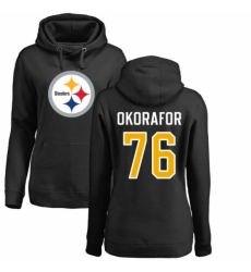 Women's Nike Pittsburgh Steelers #76 Chukwuma Okorafor Black Name & Number Logo Pullover Hoodie