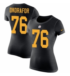 Women's Nike Pittsburgh Steelers #76 Chukwuma Okorafor Black Rush Pride Name & Number T-Shirt