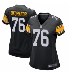 Women's Nike Pittsburgh Steelers #76 Chukwuma Okorafor Game Black Alternate NFL Jersey