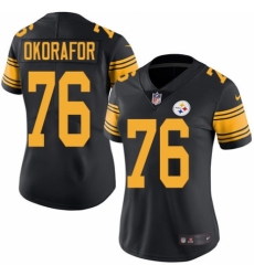 Women's Nike Pittsburgh Steelers #76 Chukwuma Okorafor Limited Black Rush Vapor Untouchable NFL Jersey