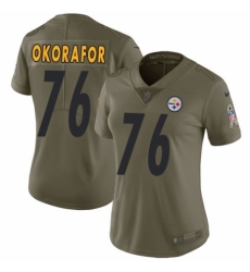 Women's Nike Pittsburgh Steelers #76 Chukwuma Okorafor Limited Olive 2017 Salute to Service NFL Jersey
