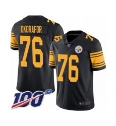 Youth Pittsburgh Steelers #76 Chukwuma Okorafor Limited Black Rush Vapor Untouchable 100th Season Football Jersey