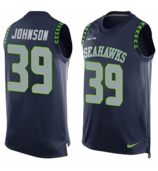 Men's Nike Seattle Seahawks #39 Dontae Johnson Limited Steel Blue Player Name & Number Tank Top NFL Jersey