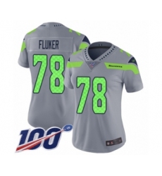 Women's Seattle Seahawks #78 D.J. Fluker Limited Silver Inverted Legend 100th Season Football Jersey