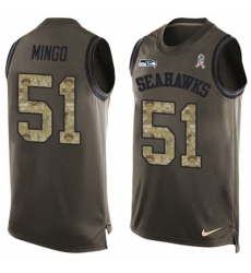 Men's Nike Seattle Seahawks #51 Barkevious Mingo Limited Green Salute to Service Tank Top NFL Jersey