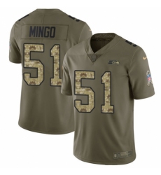 Men's Nike Seattle Seahawks #51 Barkevious Mingo Limited Olive/Camo 2017 Salute to Service NFL Jersey